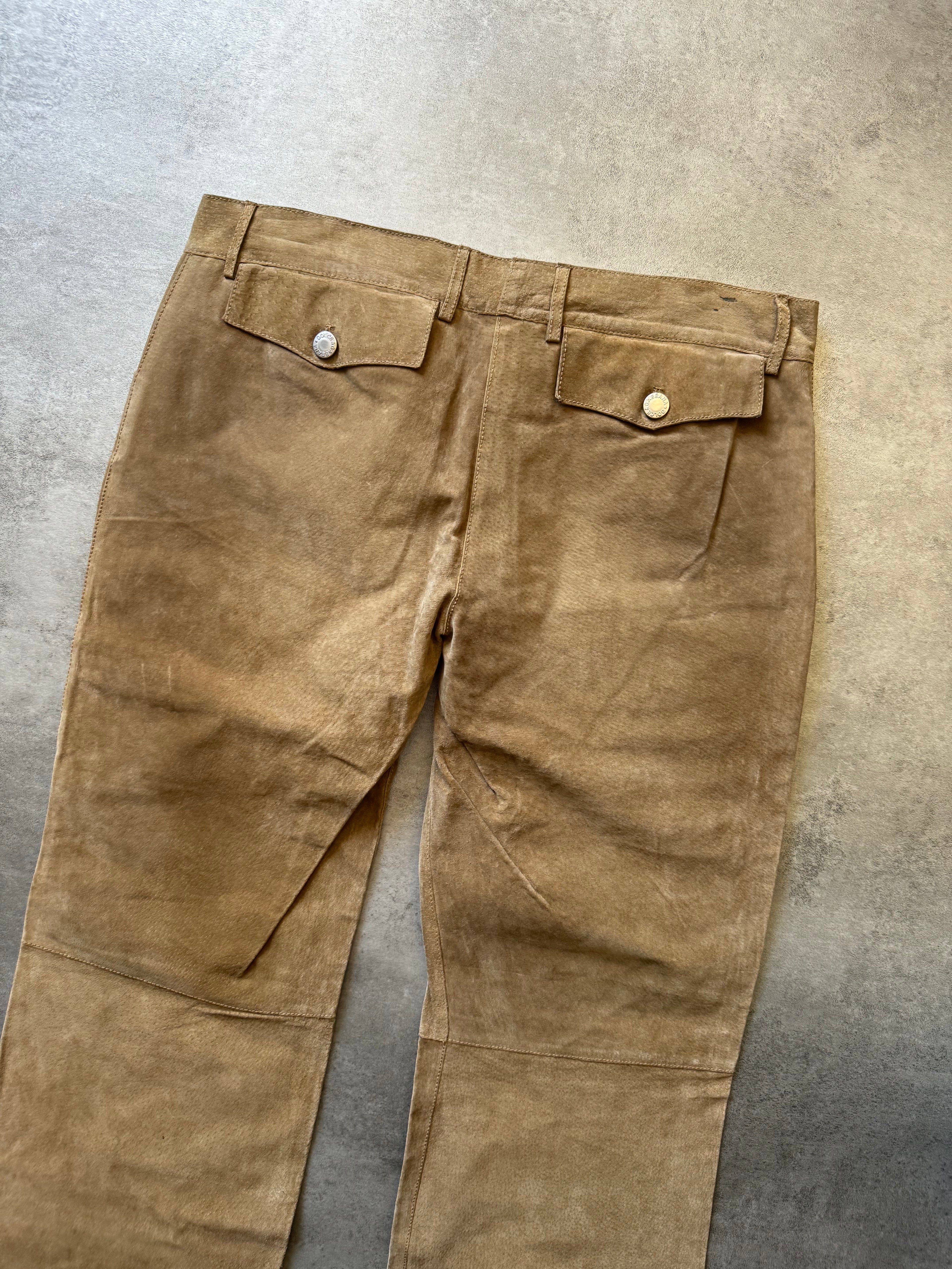 2000s Dolce & Gabbana Camel Leather Pants (M) - 10
