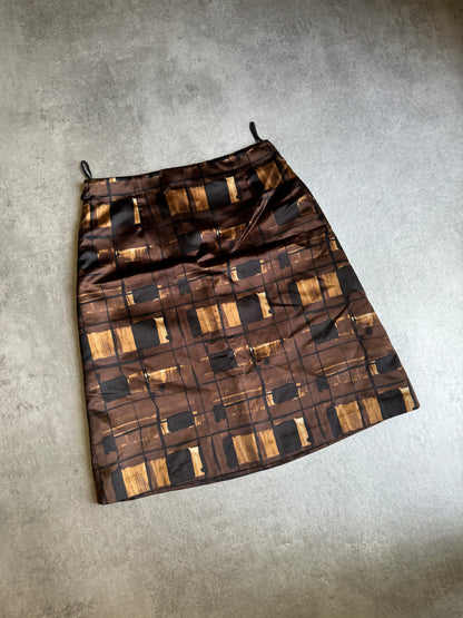 AW2010 Prada Brown Silk Skirt (XS) - 4