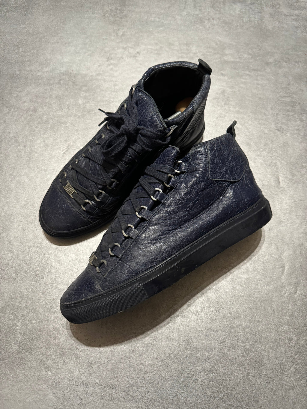 Balenciaga Arena Navy High Top Leather Sneakers (42,5) - 4