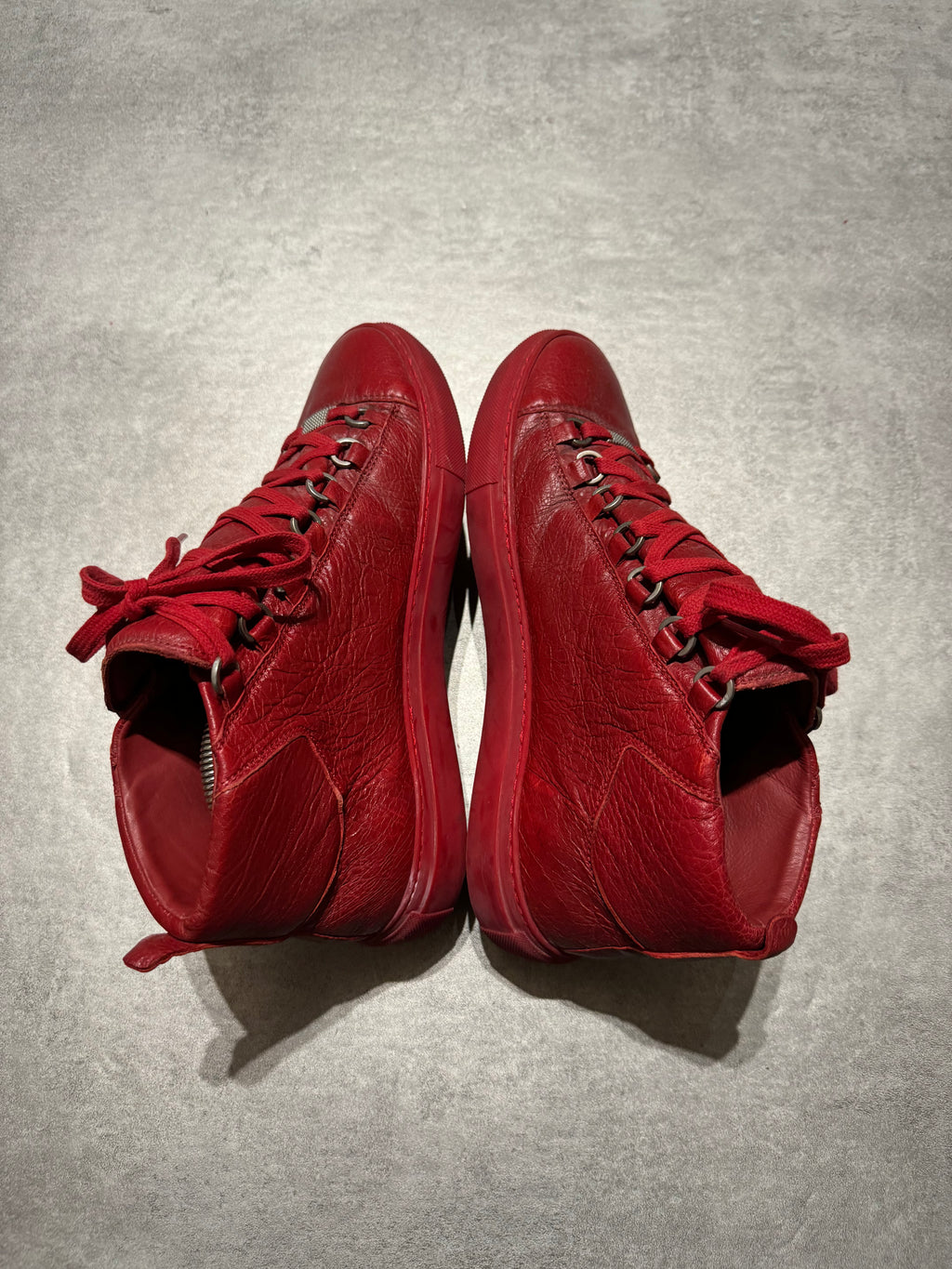 Balenciaga Arena Red High Top Leather Sneakers (41,5) - 5