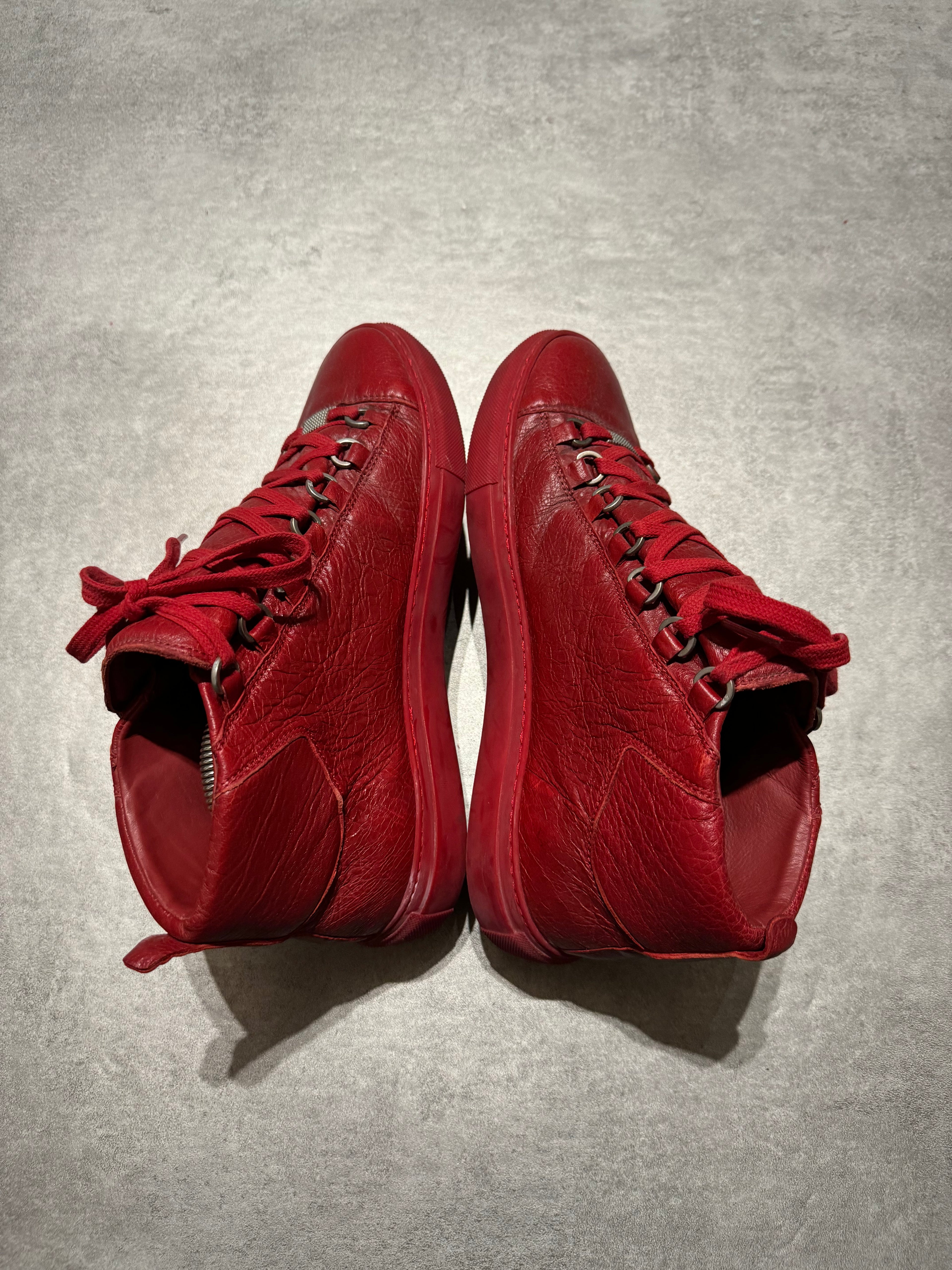 Balenciaga Arena Red High Top Leather Sneakers (41,5) - 5