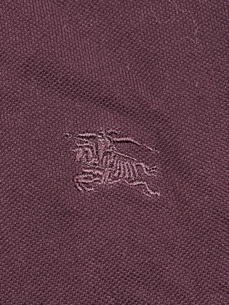 Burberry Dark Burgundy Embroidered Knight Logo Check Polo WCjqqDWH 5