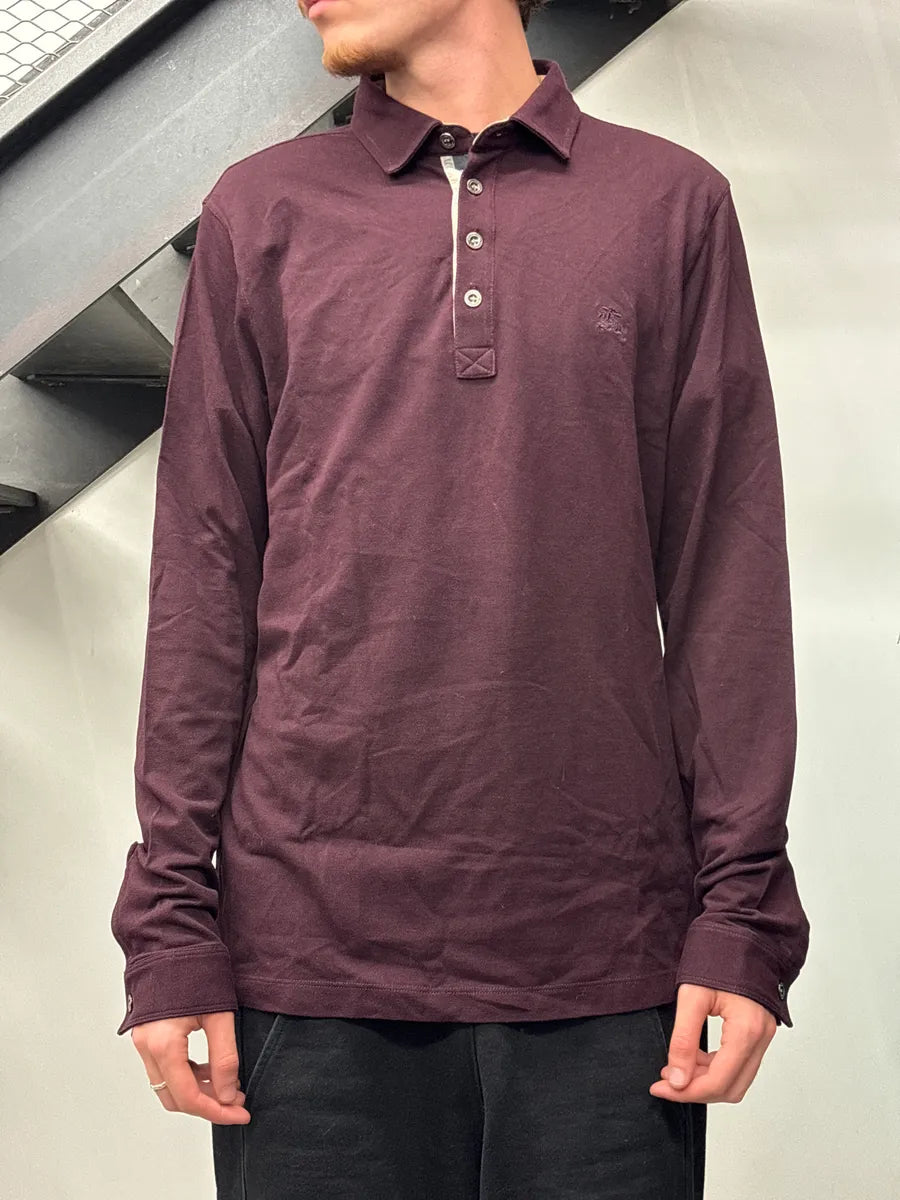 Burberry Dark Burgundy Embroidered Knight Logo Check Polo WCjqqDWH 1