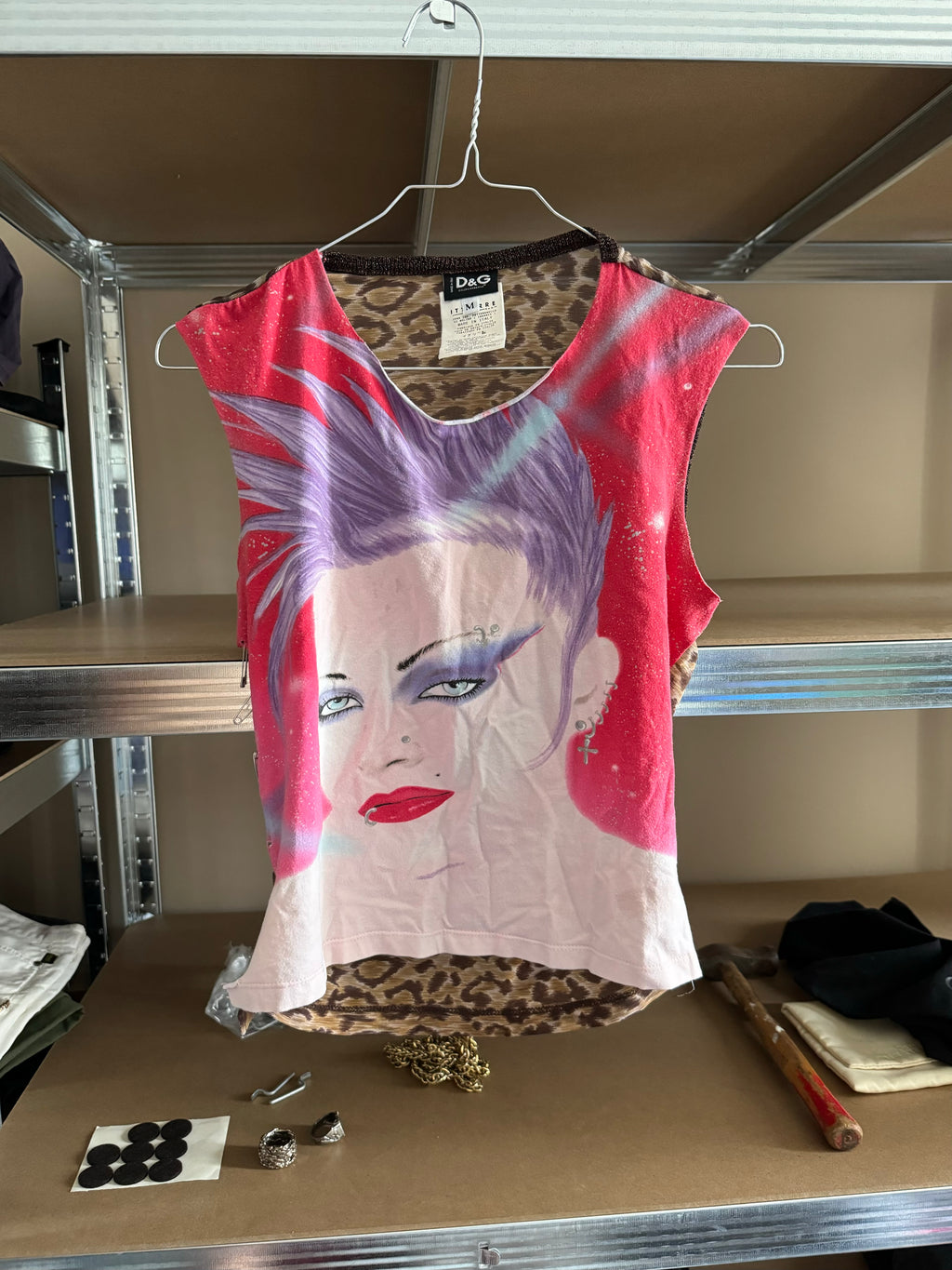 FW2001 Dolce & Gabbana Punk Face Jaguar Tank Topk  (XS) - 3