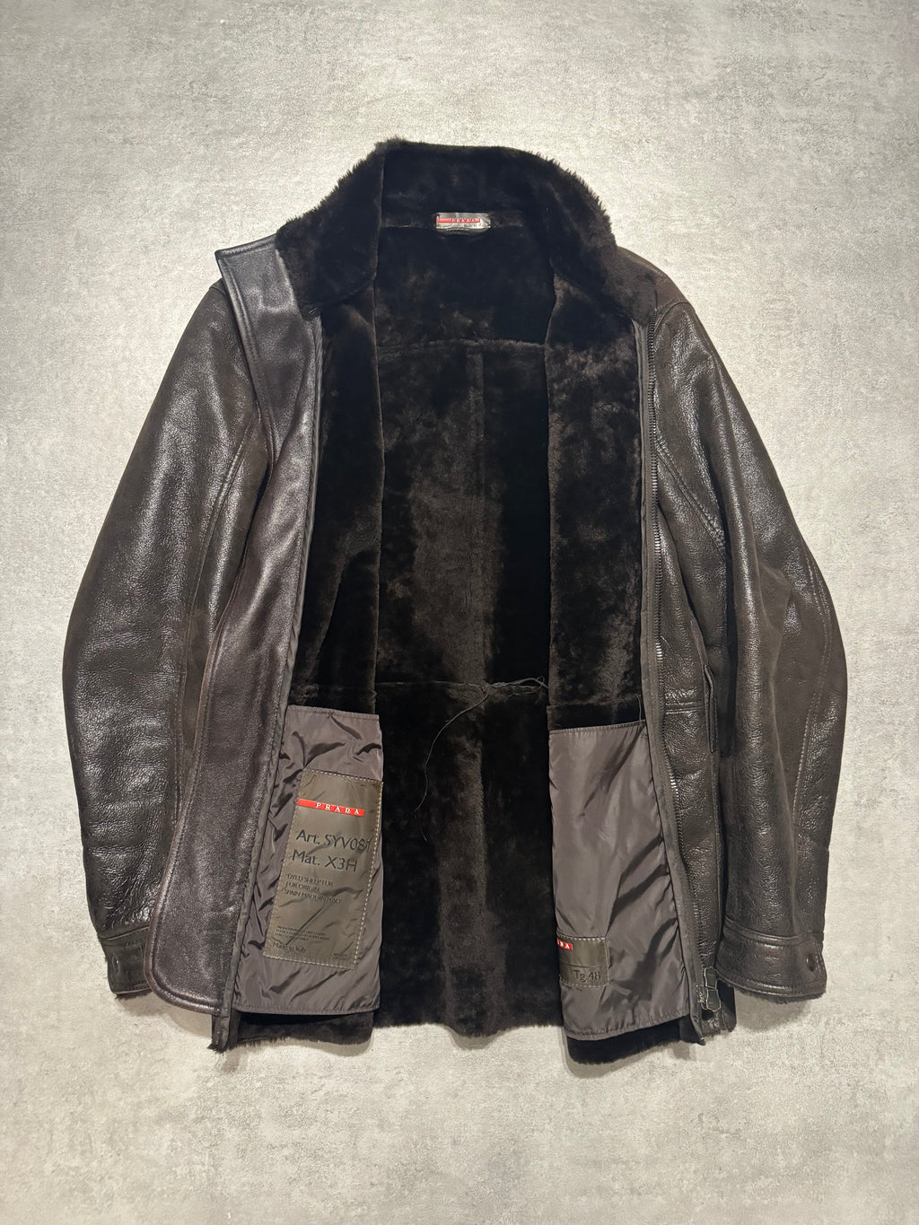 2000s Prada Imperialist Fur Brown Leather Jacket (M) - 3