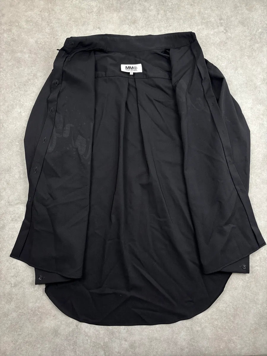 AW2019 MM6 Maison Margiela Black Glitter Logo Splatter Shirt WGHbLLTX 8