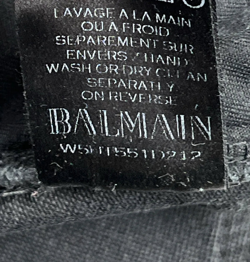 AW2015 Balmain Black Denim Biker Zip Pocket Jeans WJksimez 11