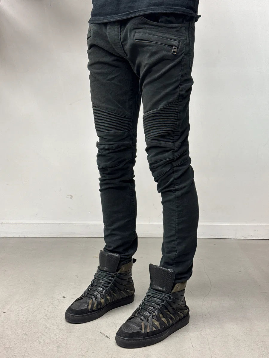 AW2015 Balmain Black Denim Biker Zip Pocket Jeans WJksimez 2
