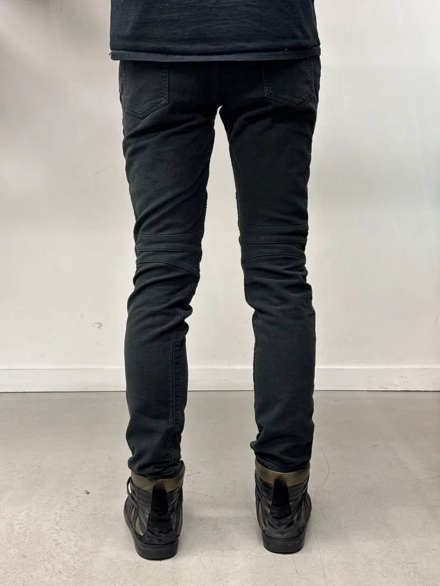 AW2015 Balmain Black Denim Biker Zip Pocket Jeans WJksimez 3