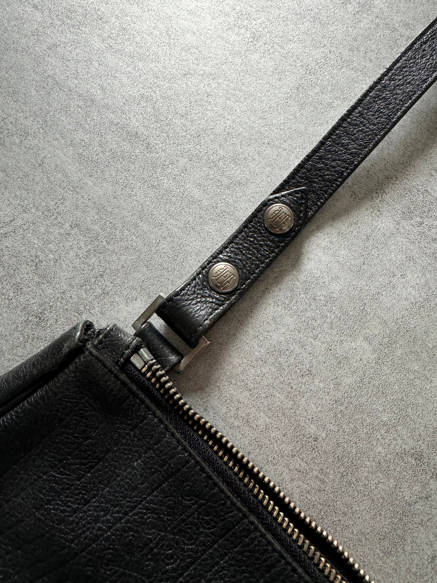 2000s Jean Paul Gaultier Black Precise Leather Shoulder Bag (OS) - 4