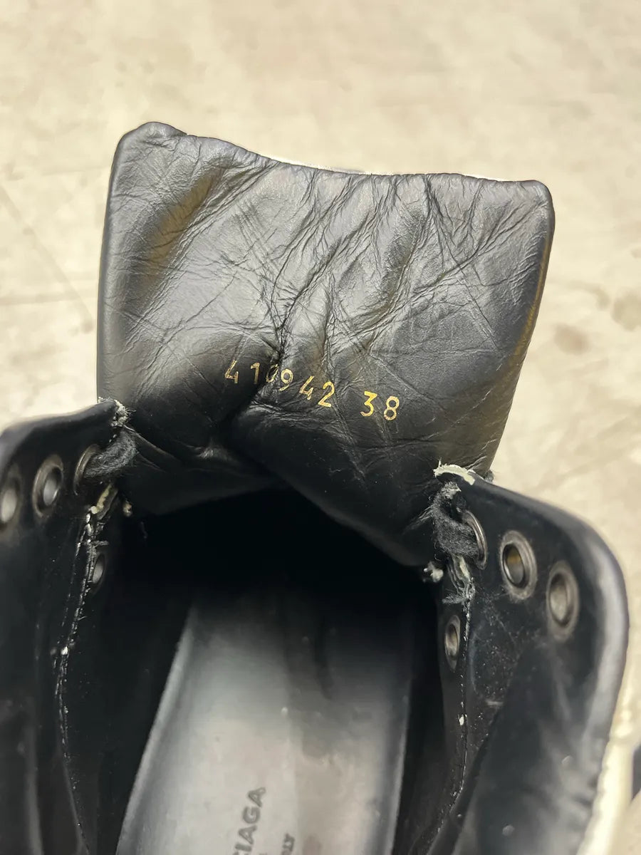 2010s Balenciaga Marble Effect White & Black Leather High Sneakers WKNpPMKI 7