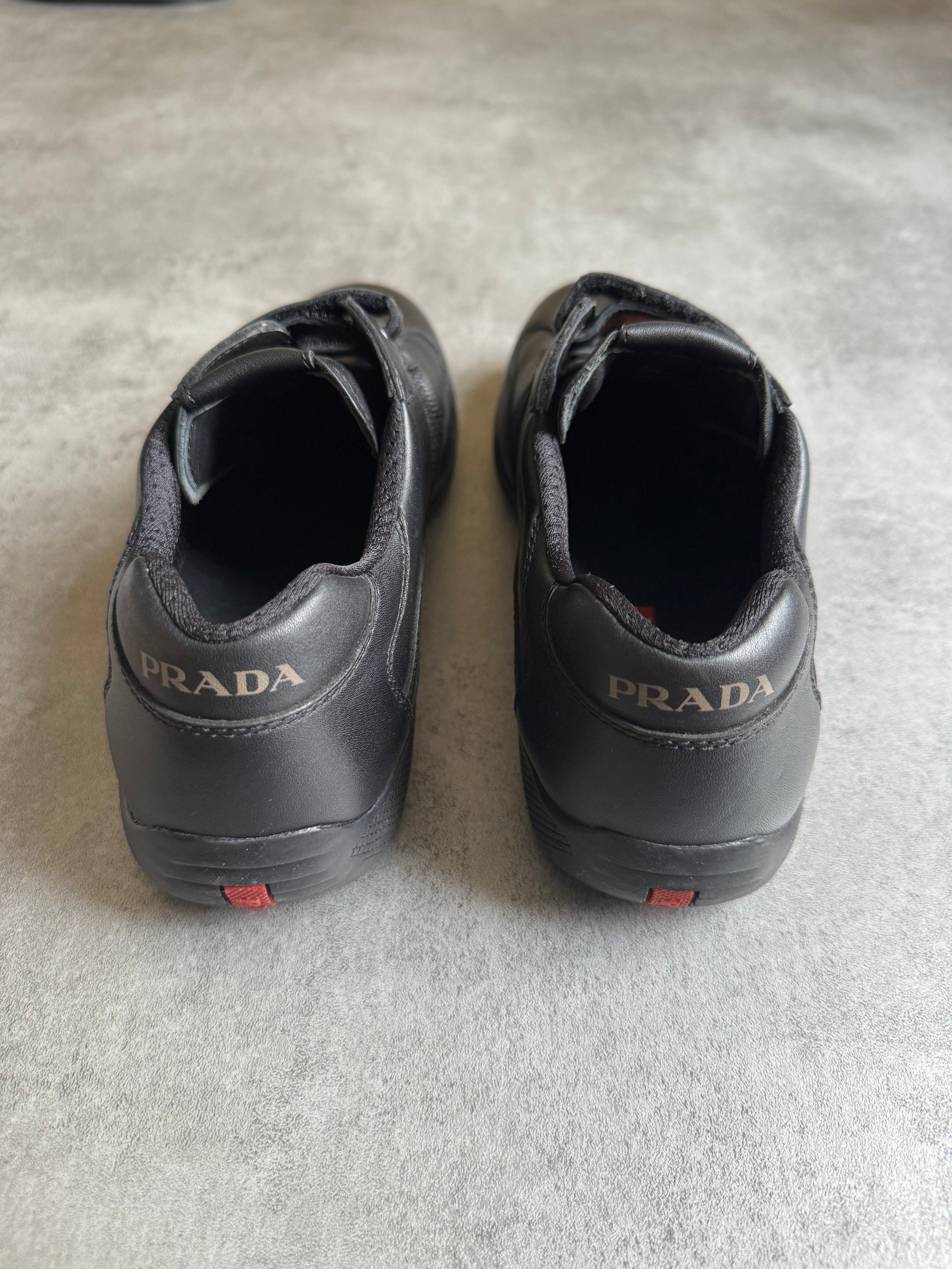 2000s Prada America's Cup Alternative Scratch Black Leather (41) - 6