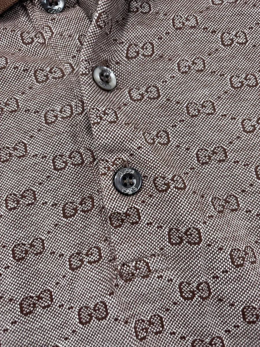 2000s Gucci Brown GG Monogram Contrast Collar Polo WRQFVYLo 6