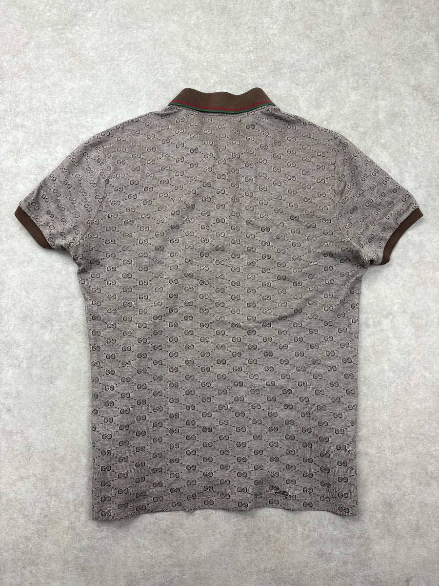 2000s Gucci Brown GG Monogram Contrast Collar Polo WRQFVYLo 5