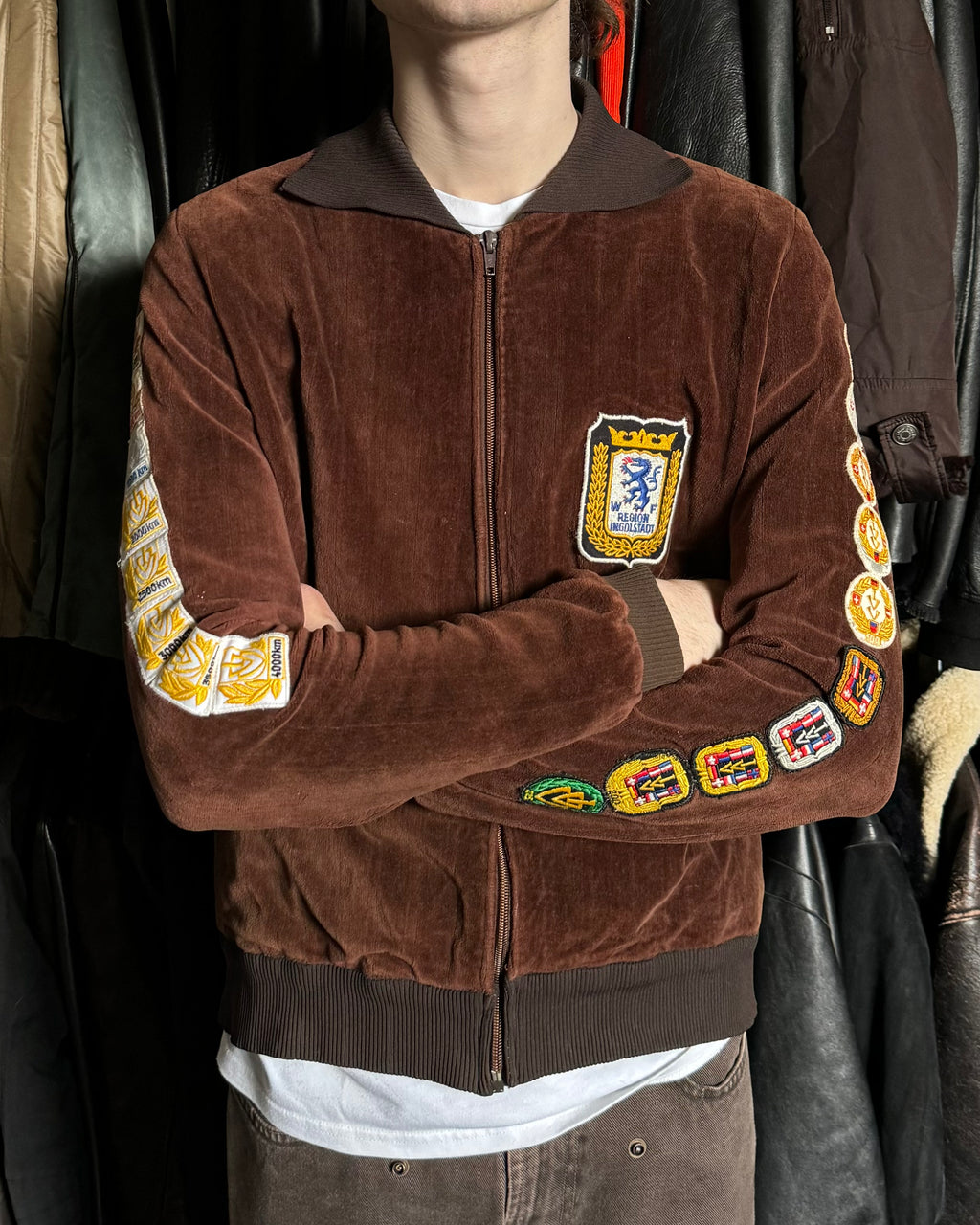 1990s Traditional German Patchwork Brown Local Sweatshirt (S) - 3