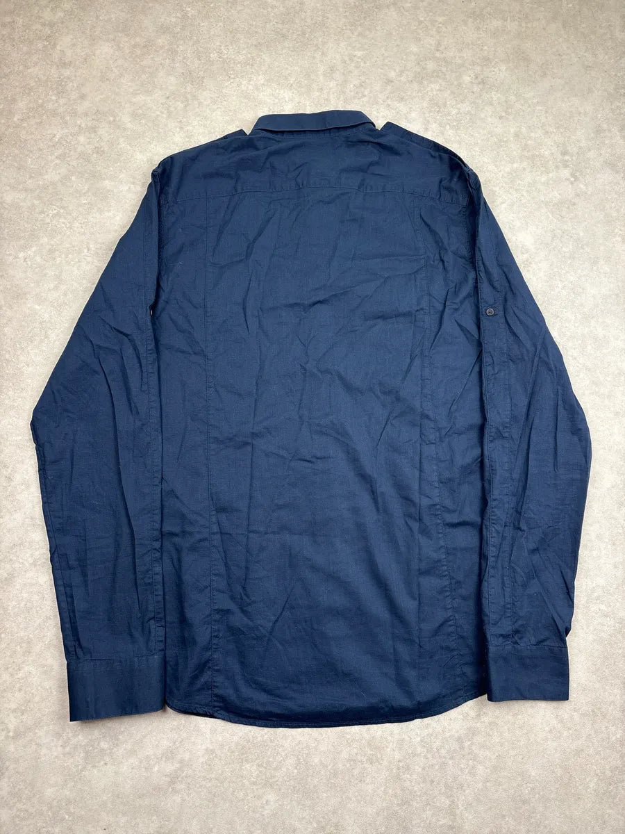 SS2017 Balmain Navy Epaulette Officer Military Shirt WUZoGTst 6