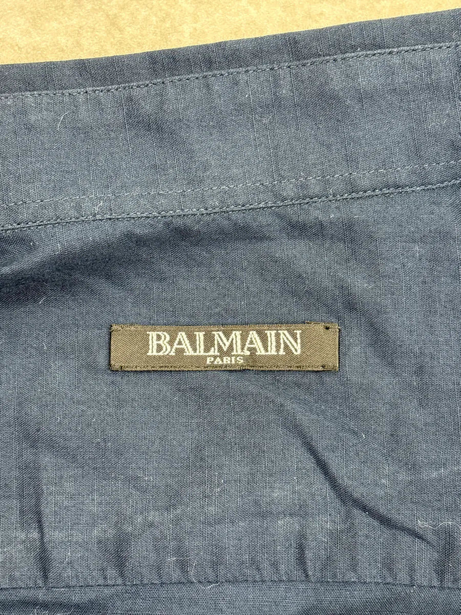 SS2017 Balmain Navy Epaulette Officer Military Shirt WUZoGTst 10