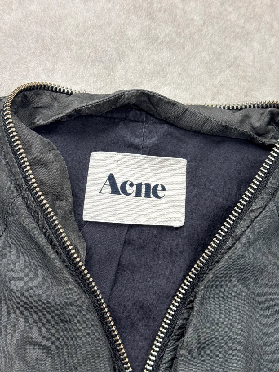 SS2011 Acne Studios Dark Grey Crinkled Zip Collar Bomber Jacket WVsmKHdI 9