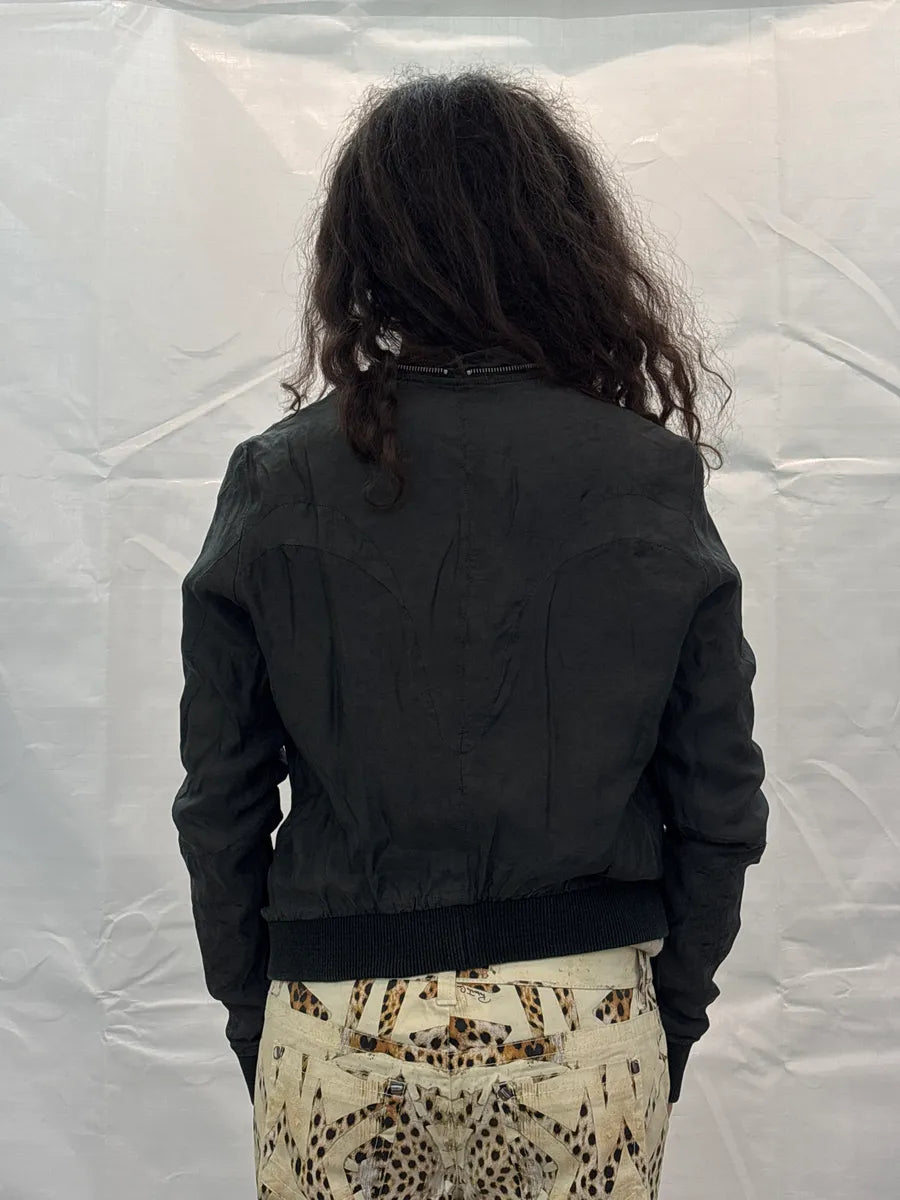SS2011 Acne Studios Dark Grey Crinkled Zip Collar Bomber Jacket WVsmKHdI 3