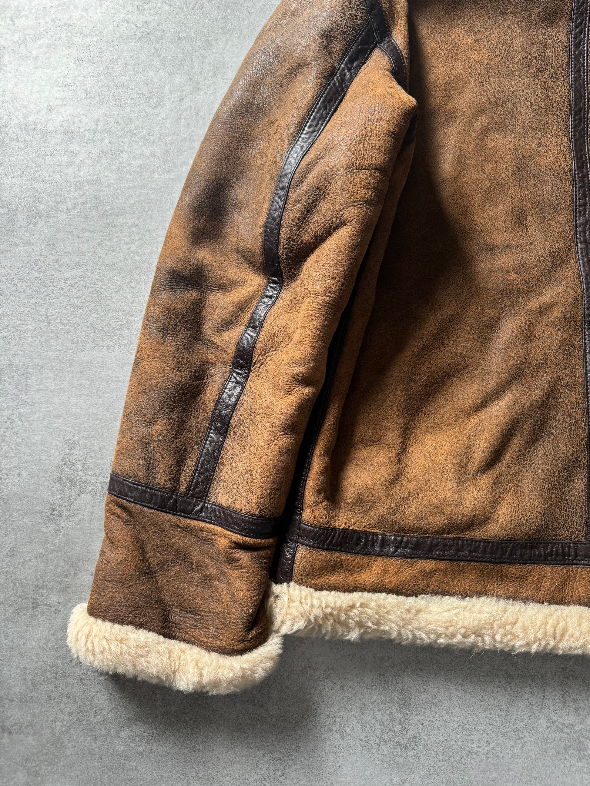 1990s Dolce & Gabbana Bombardier Shearling Leather Jacket  (L) - 4