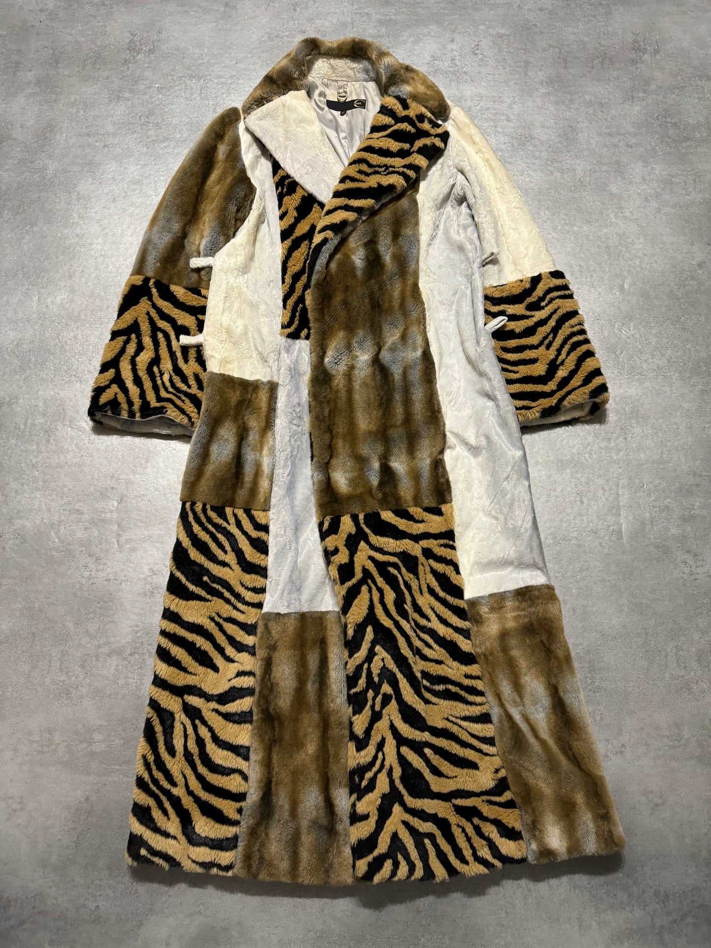 2000s Cavalli Long Italian Trench Faux Fur Coat (S) - 10