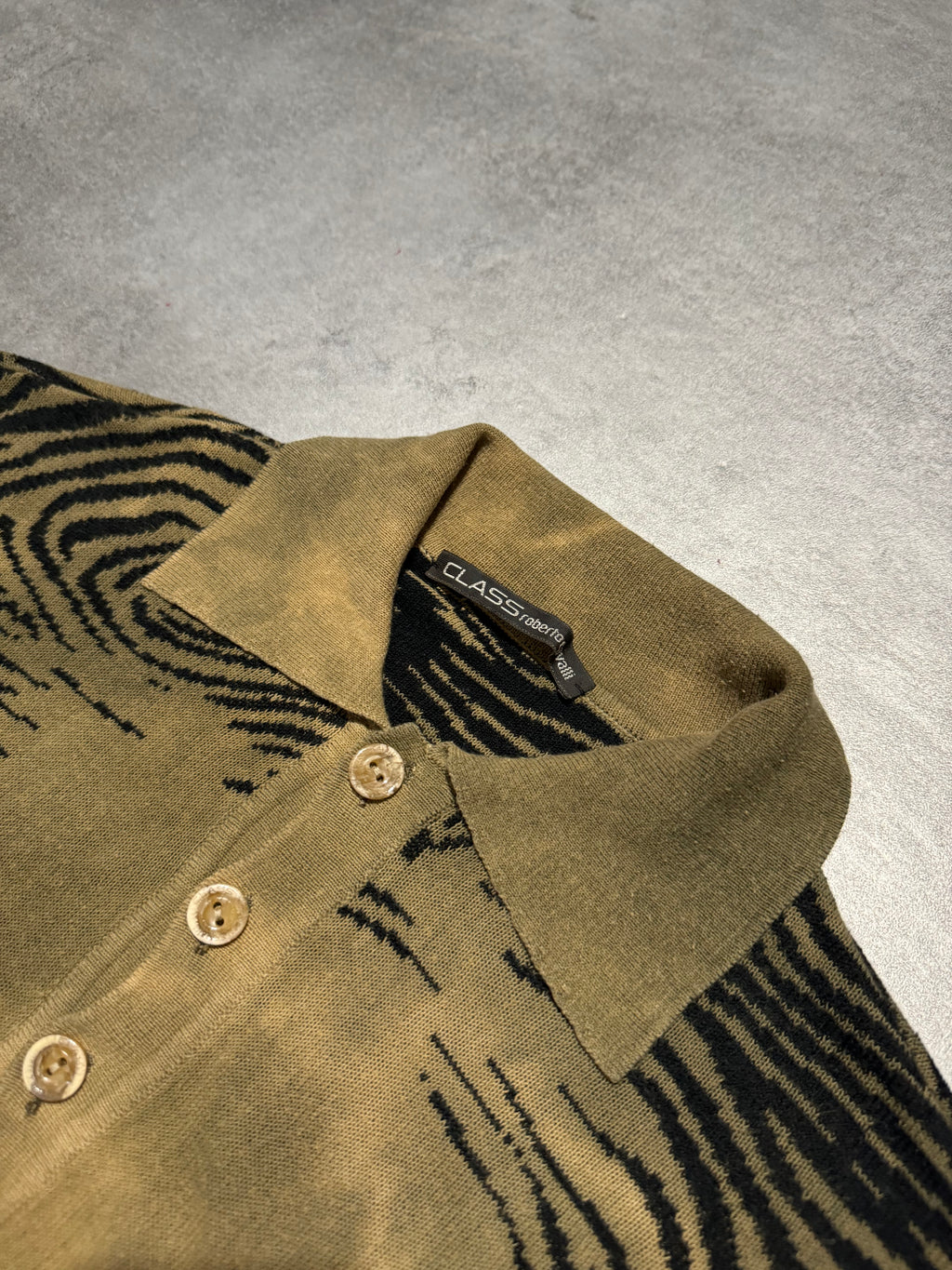 2000s Roberto Cavalli Zebra Desert Finger Print Polo Sweater (S) - 6