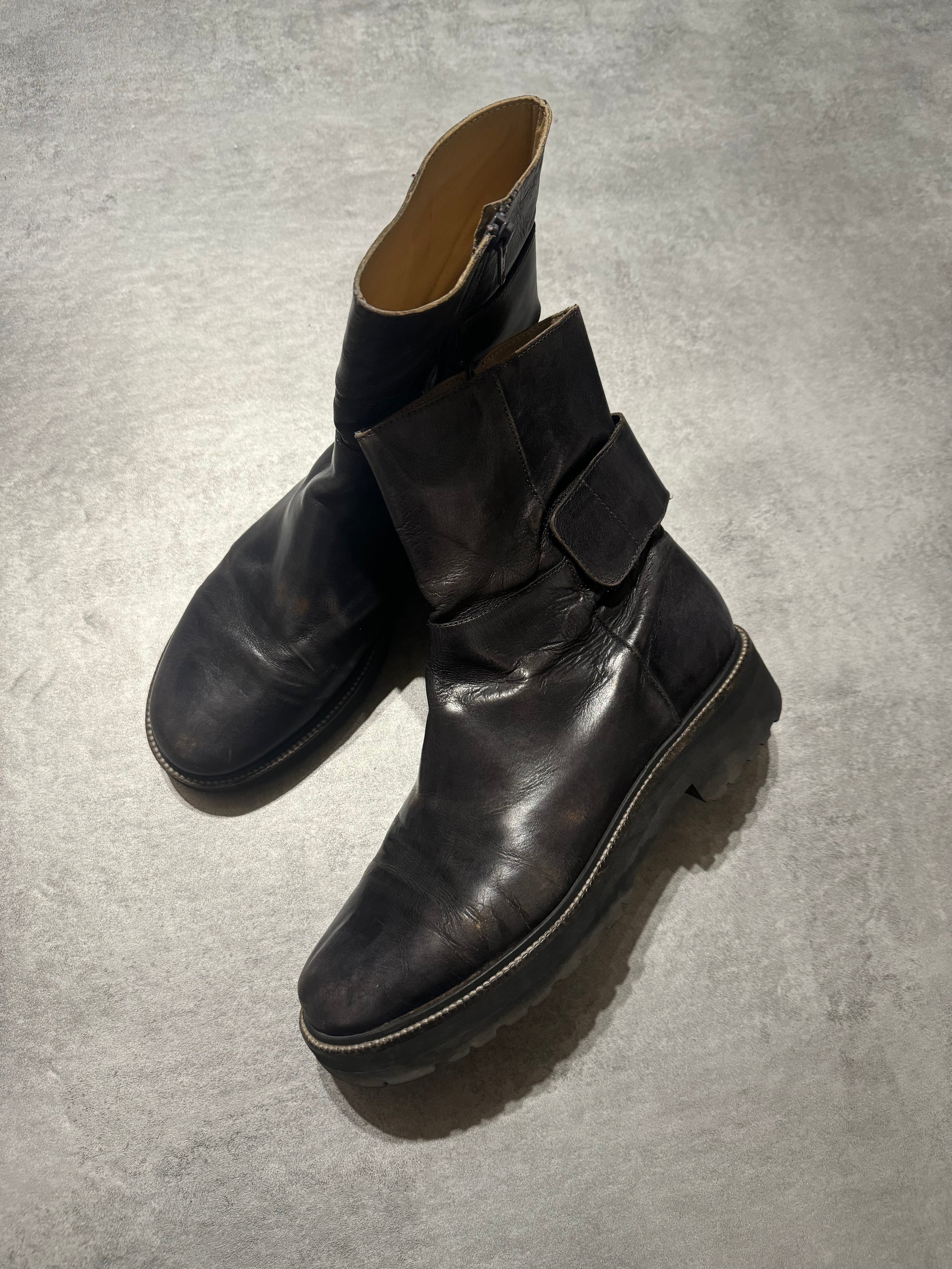 Maison Margiela Eroded Leather Strap Boots (41) - 9