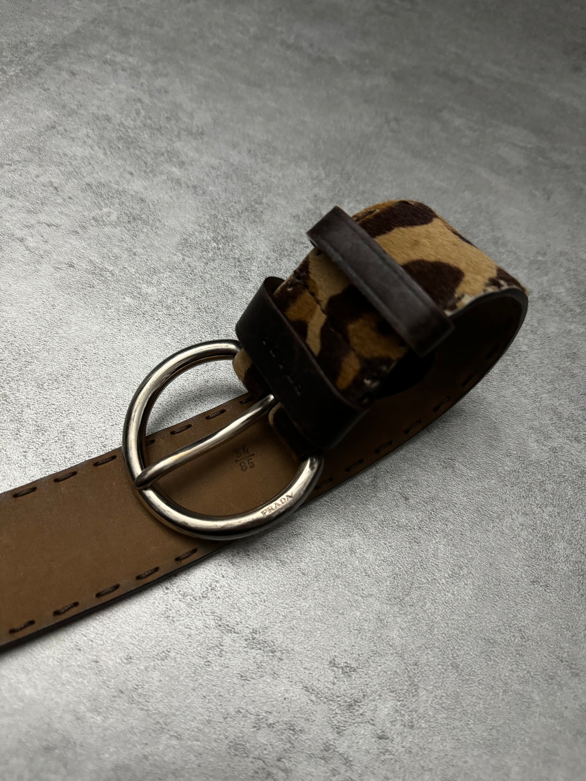 2000s Prada Leopard Pony Hair Leather Belt (OS) - 7