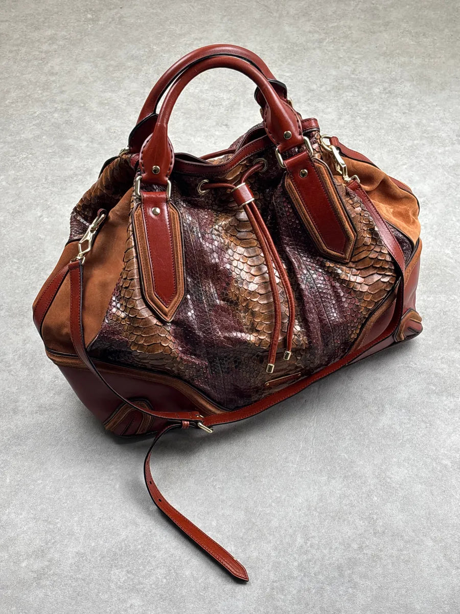 Burberry Prorsum Brown Python Snake Leather Drawstring Tote Totebag WbWzEcwD 1