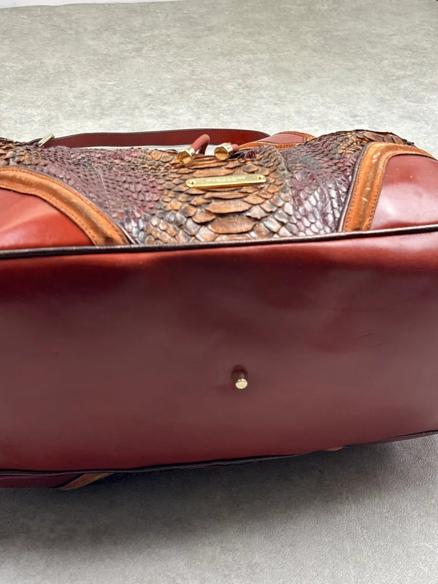 Burberry Prorsum Brown Python Snake Leather Drawstring Tote Totebag WbWzEcwD 6