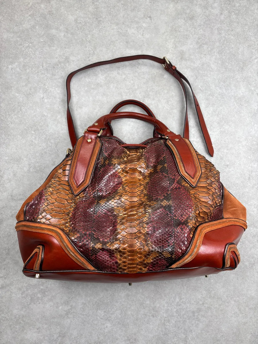 Burberry Prorsum Brown Python Snake Leather Drawstring Tote Totebag WbWzEcwD 7