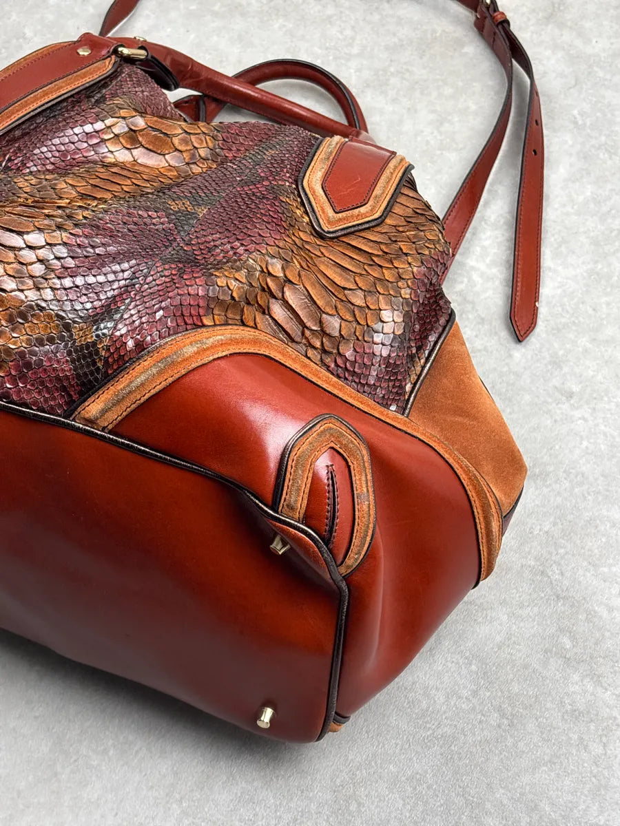 Burberry Prorsum Brown Python Snake Leather Drawstring Tote Totebag WbWzEcwD 16
