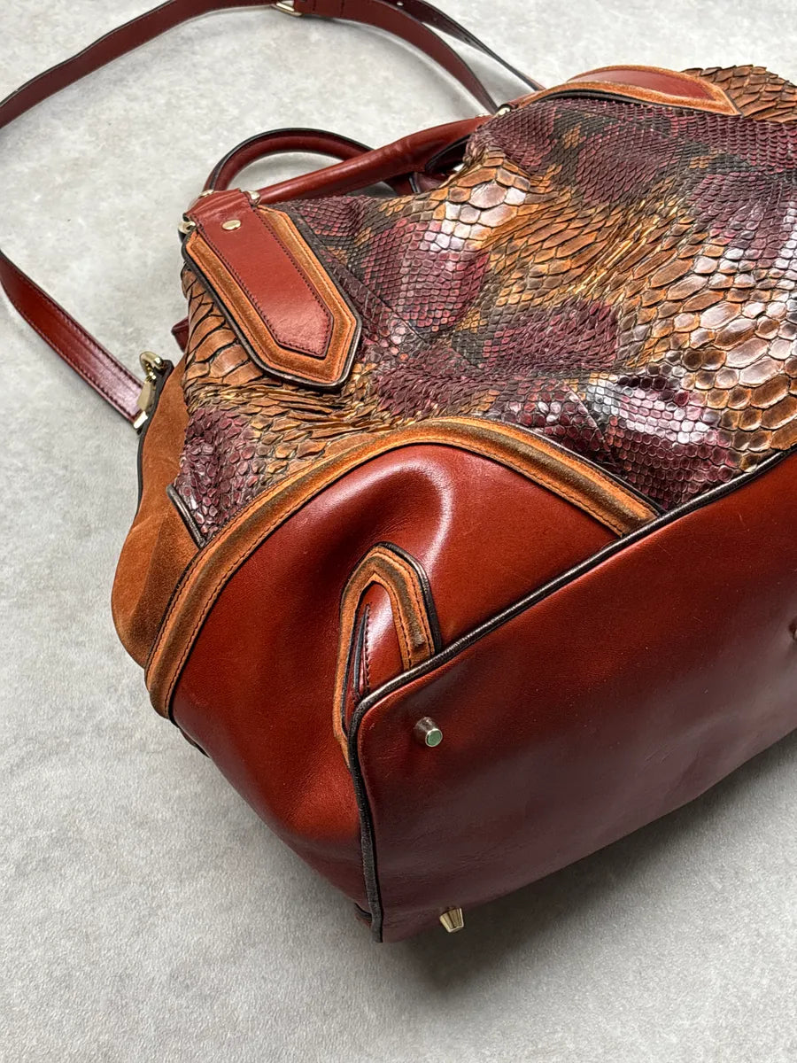 Burberry Prorsum Brown Python Snake Leather Drawstring Tote Totebag WbWzEcwD 17