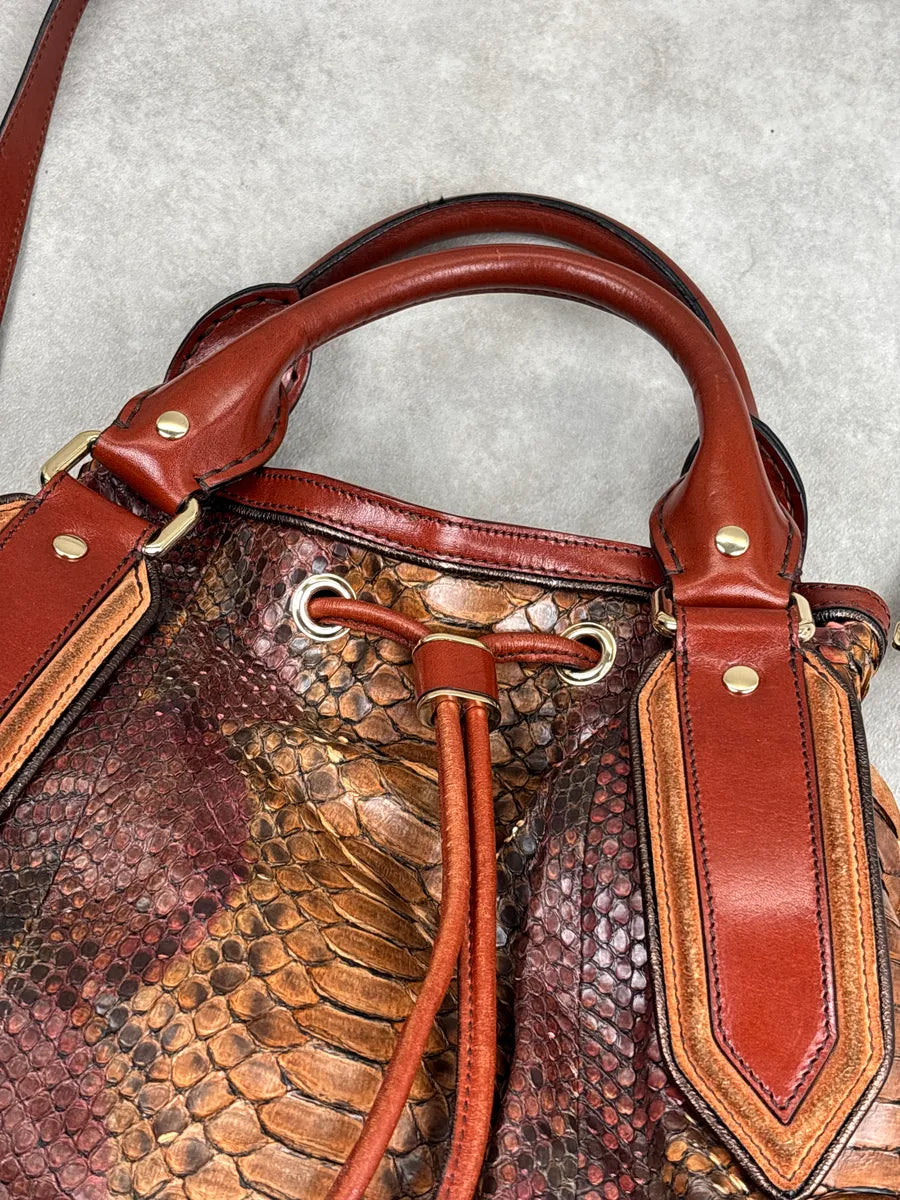 Burberry Prorsum Brown Python Snake Leather Drawstring Tote Totebag WbWzEcwD 8