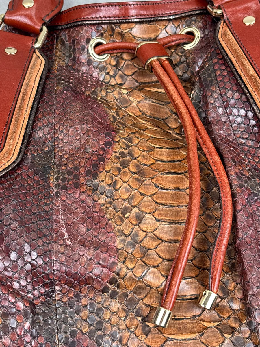 Burberry Prorsum Brown Python Snake Leather Drawstring Tote Totebag WbWzEcwD 9