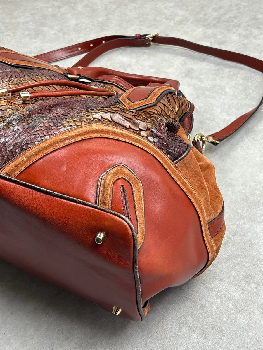 Burberry Prorsum Brown Python Snake Leather Drawstring Tote Totebag WbWzEcwD 10