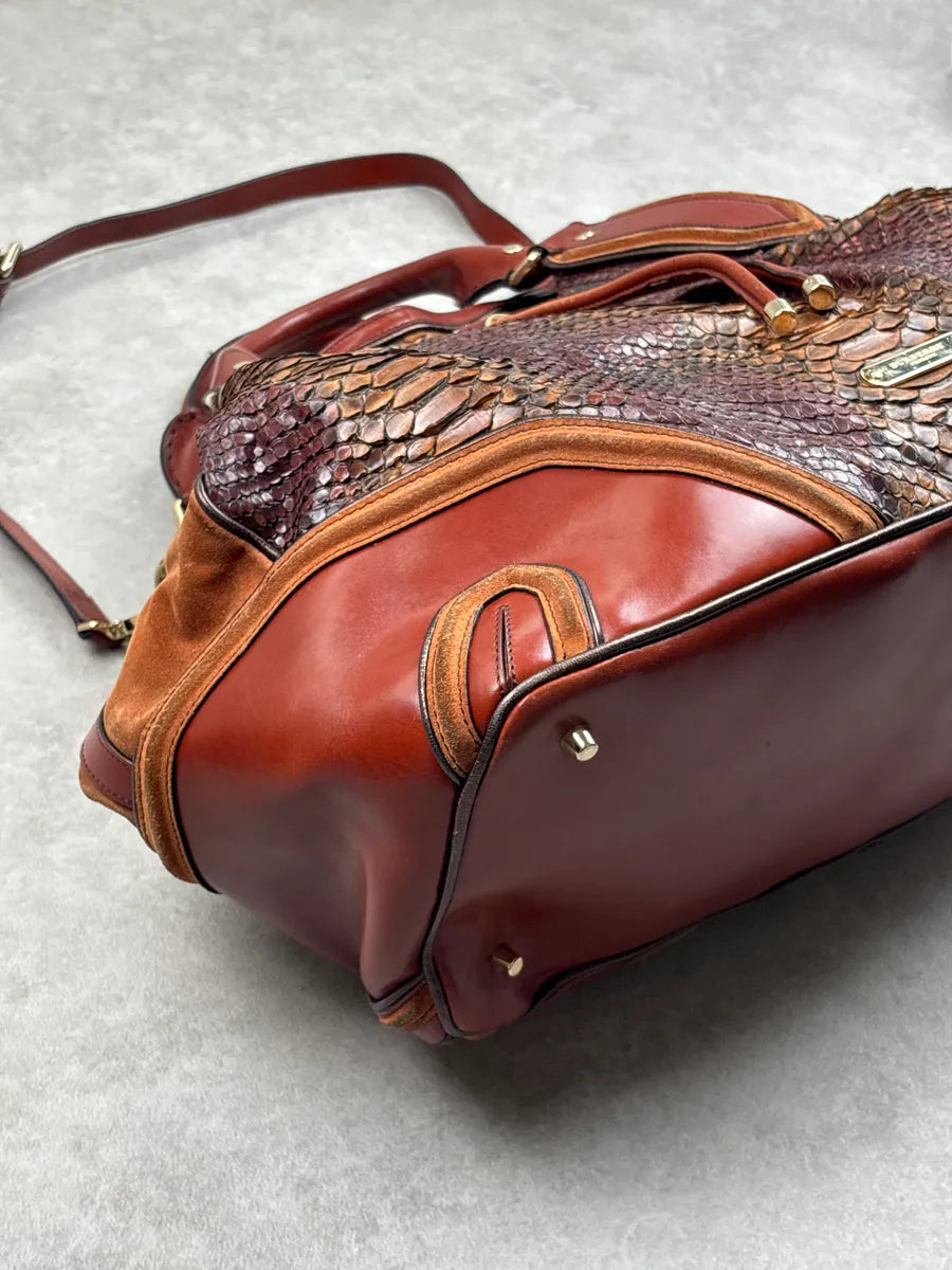 Burberry Prorsum Brown Python Snake Leather Drawstring Tote Totebag WbWzEcwD 5