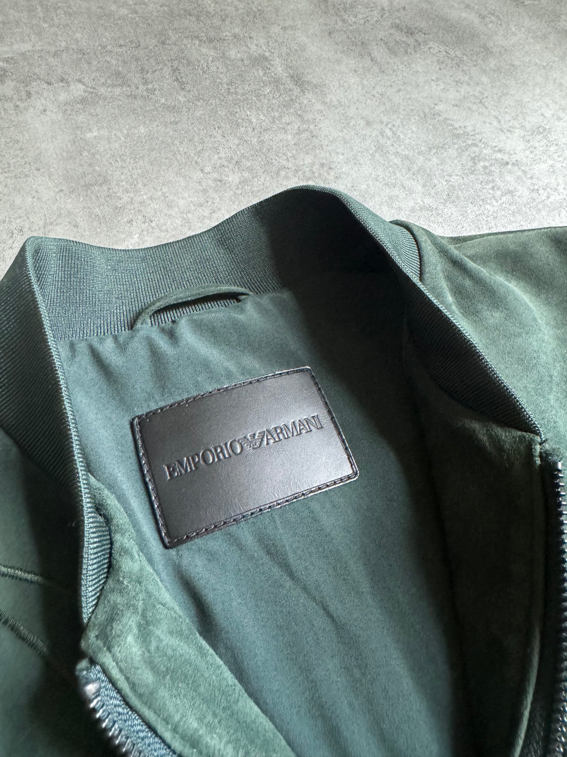 AW2018 Emporio Armani Olive Leaves Natural Leather Bomber Jacket (M) - 6