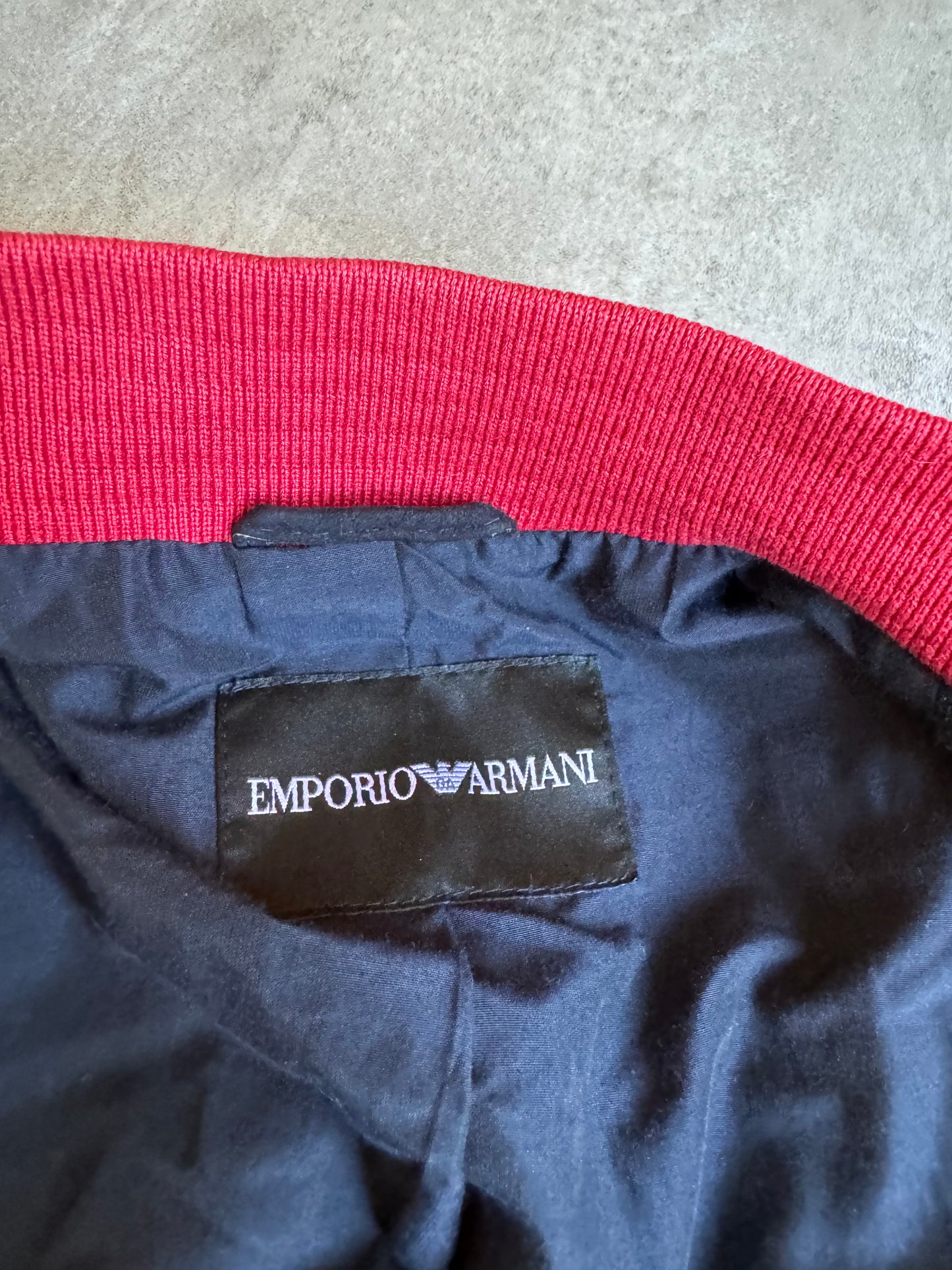 SS2007 Emporio Armani Navy Suede Sporty Leather Jacket (L) - 5