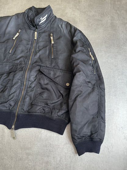 2000s Armani Black Washed Drift Bomber Jacket (L) - 8