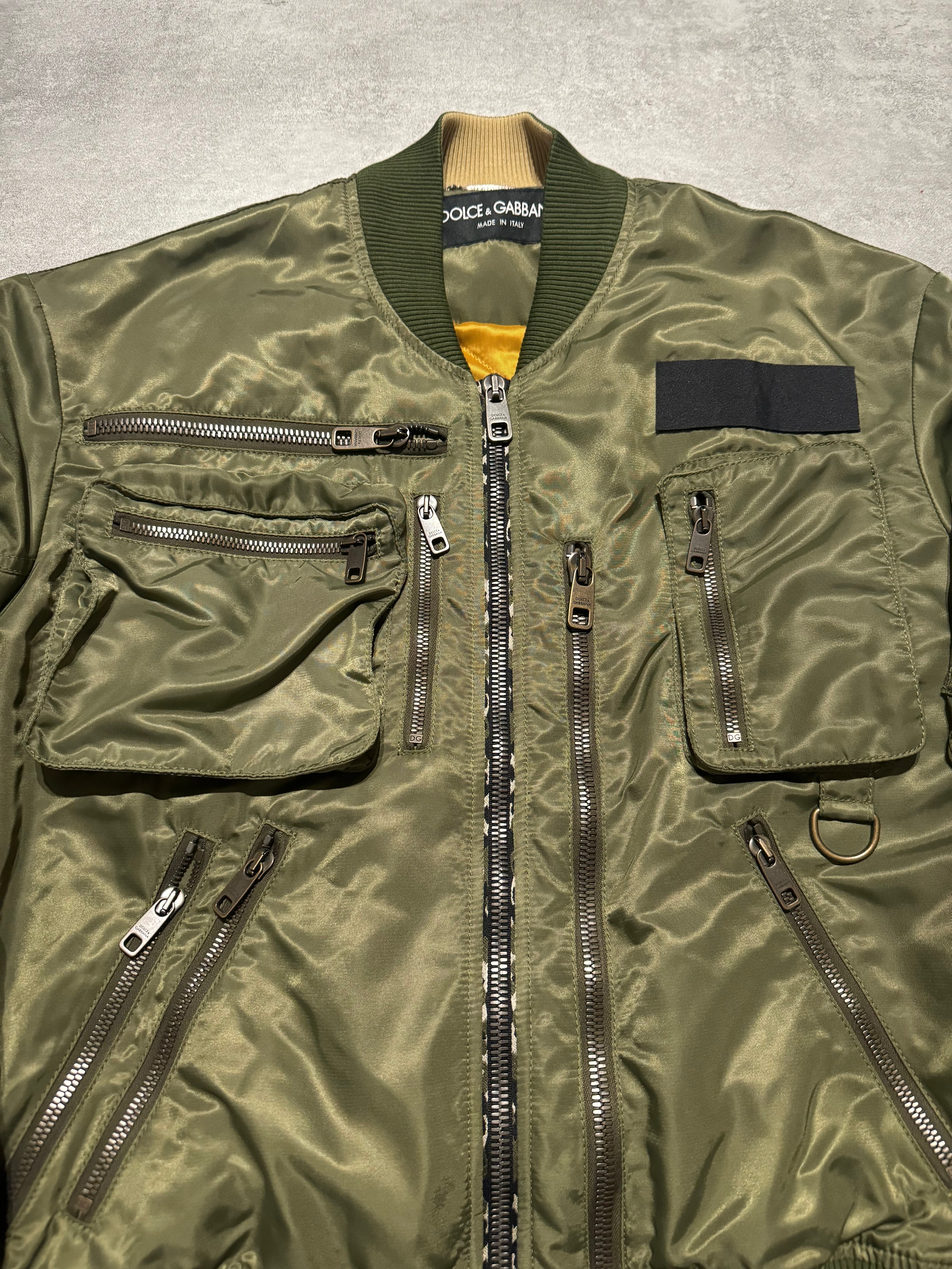 Dolce & Gabbana Olive Military Multi Zips Bomber Jacket (M/L) - 9