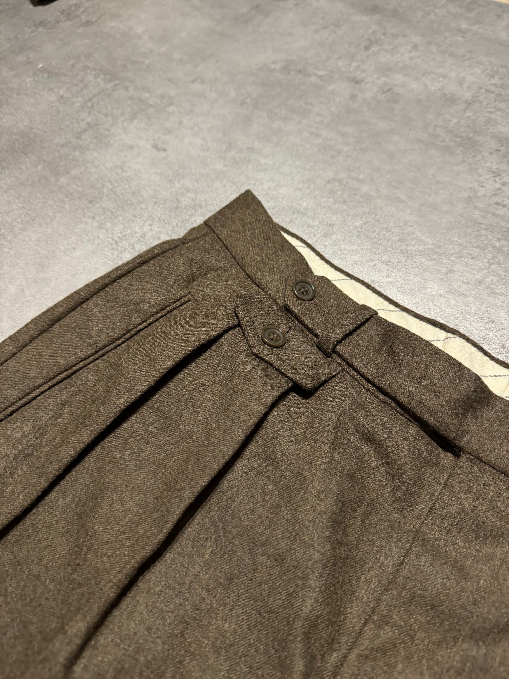 1990s Emporio Armani Olive Pure Wool Pants (L) - 5