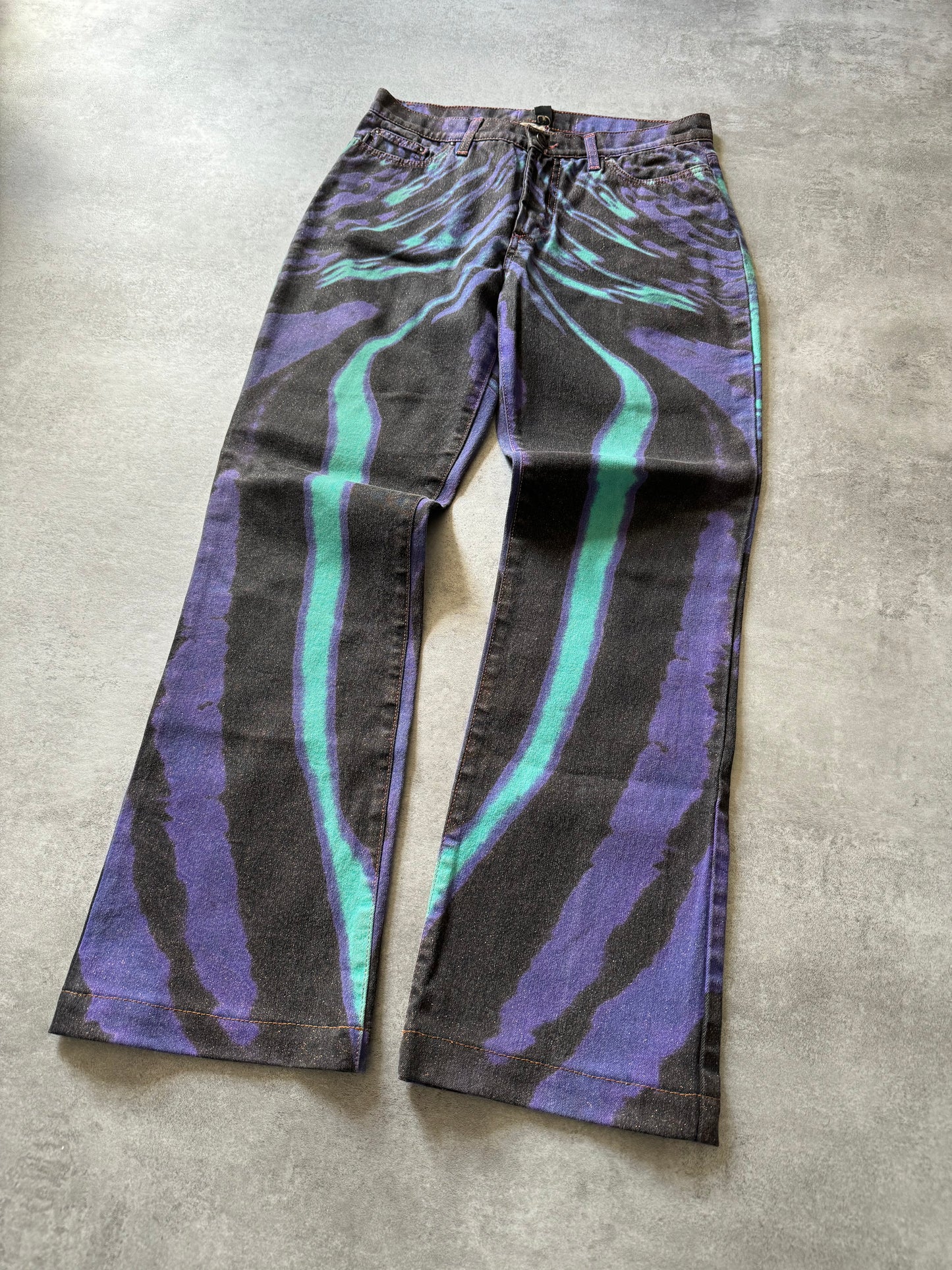 SS2002 Just Cavalli Hallucination purple Zebra Design Jeans (S) - 5