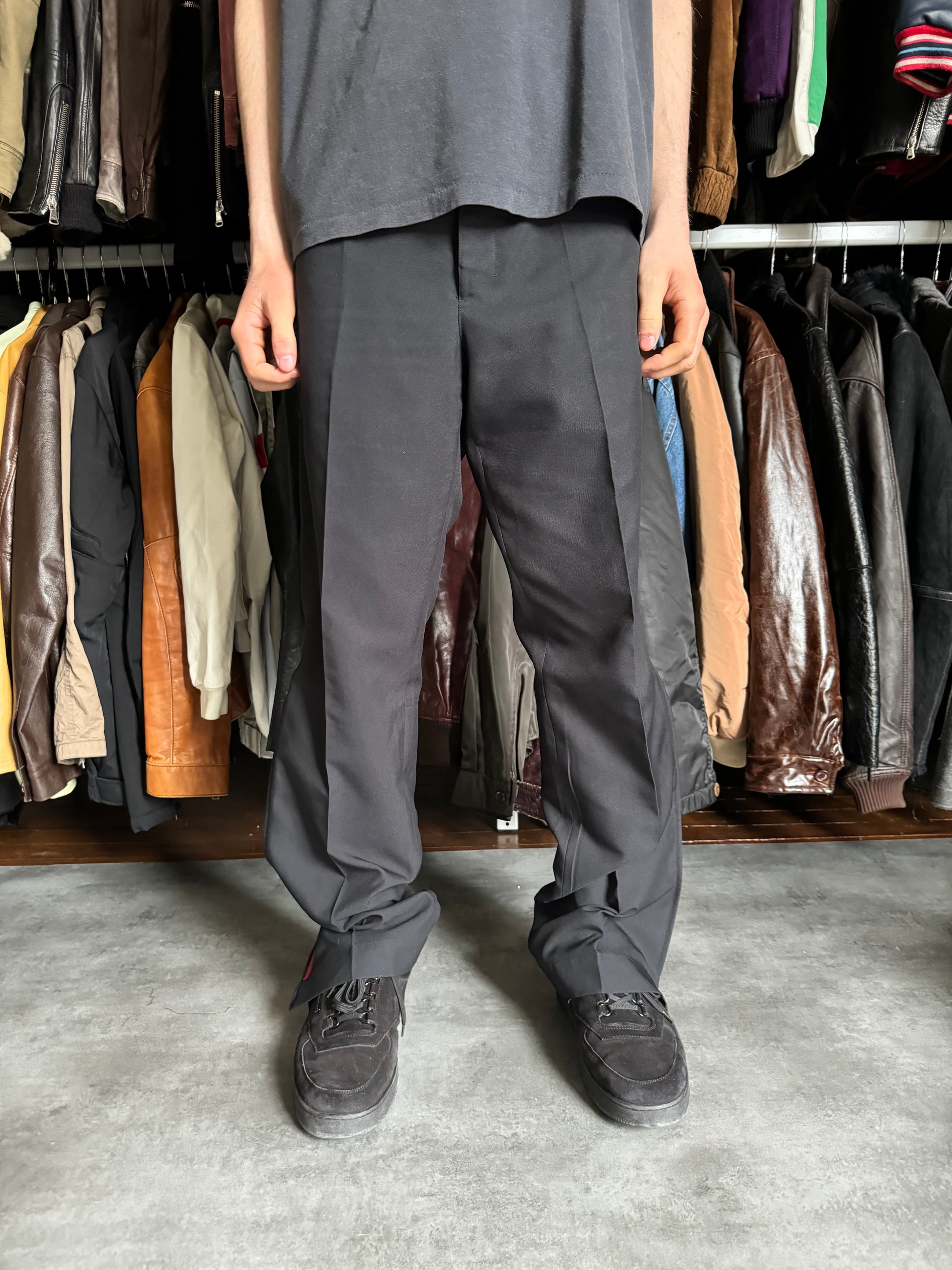 SS2003 Prada Black Zip Linea Rossa Suit Pants (L) - 2