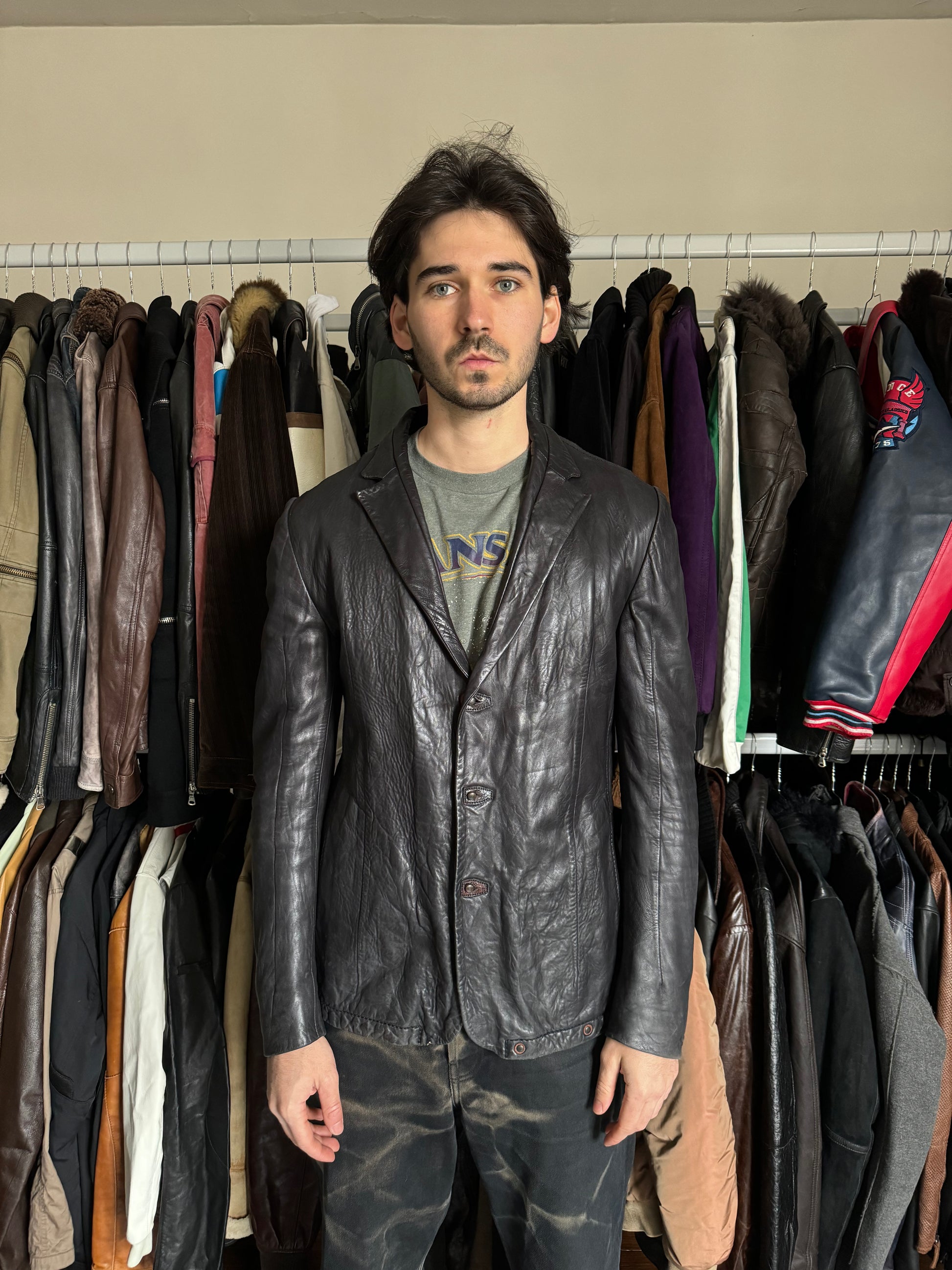 Isaac Sellam Experience Brutalist Black Leather Jacket (L) - 2