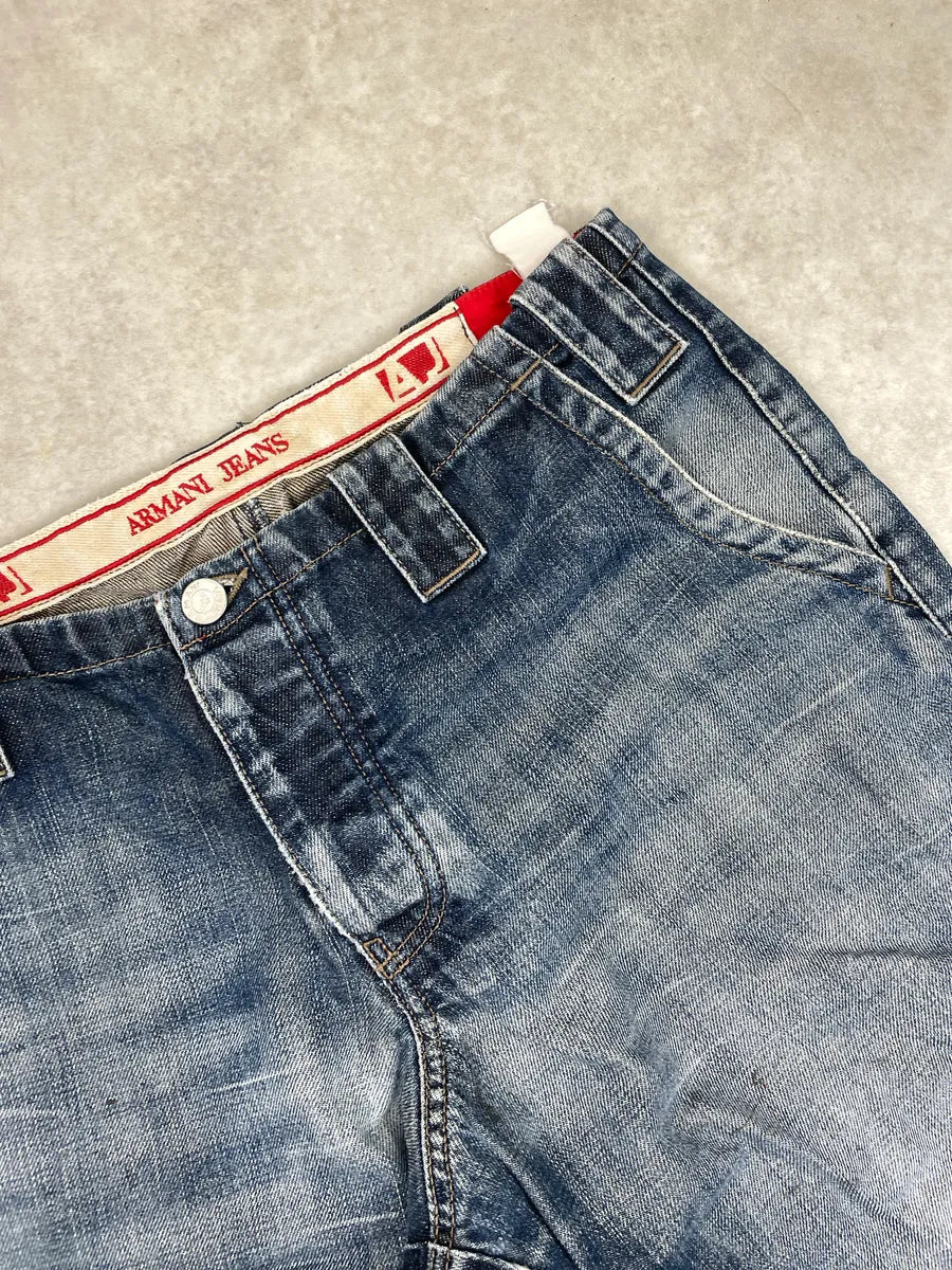 AW2005 Armani Blue Denim Cargo Wide Leg Jeans WpDlbCYg 10