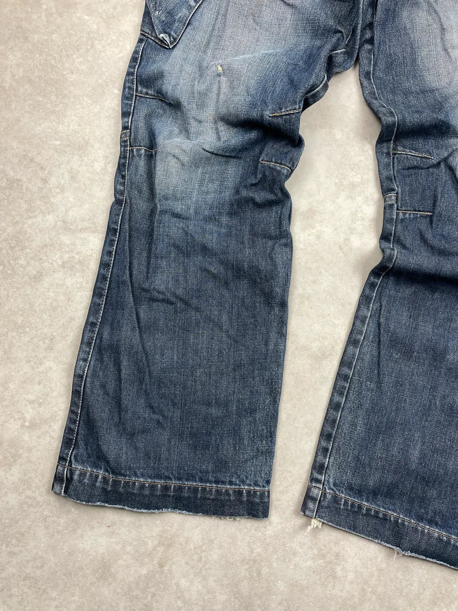 AW2005 Armani Blue Denim Cargo Wide Leg Jeans WpDlbCYg 5
