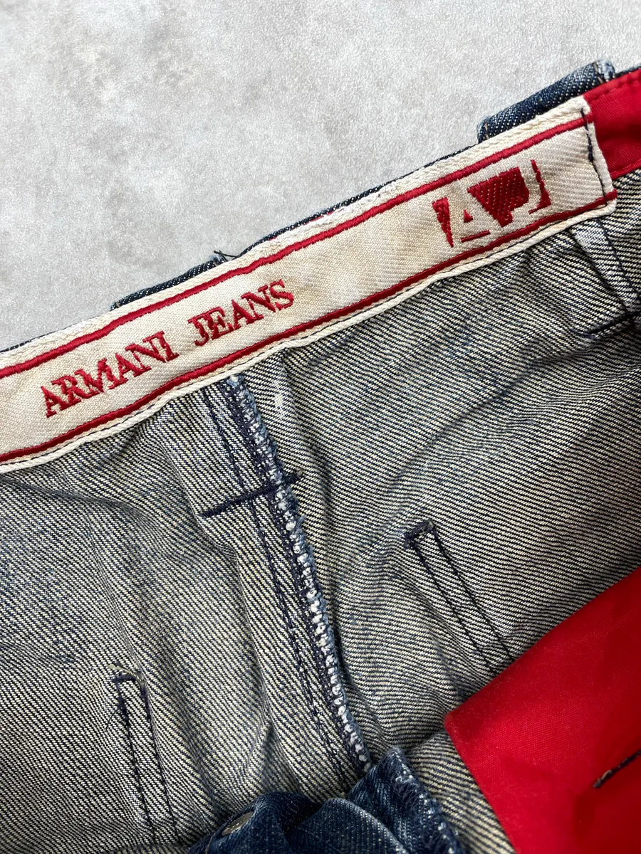 AW2005 Armani Blue Denim Cargo Wide Leg Jeans WpDlbCYg 11