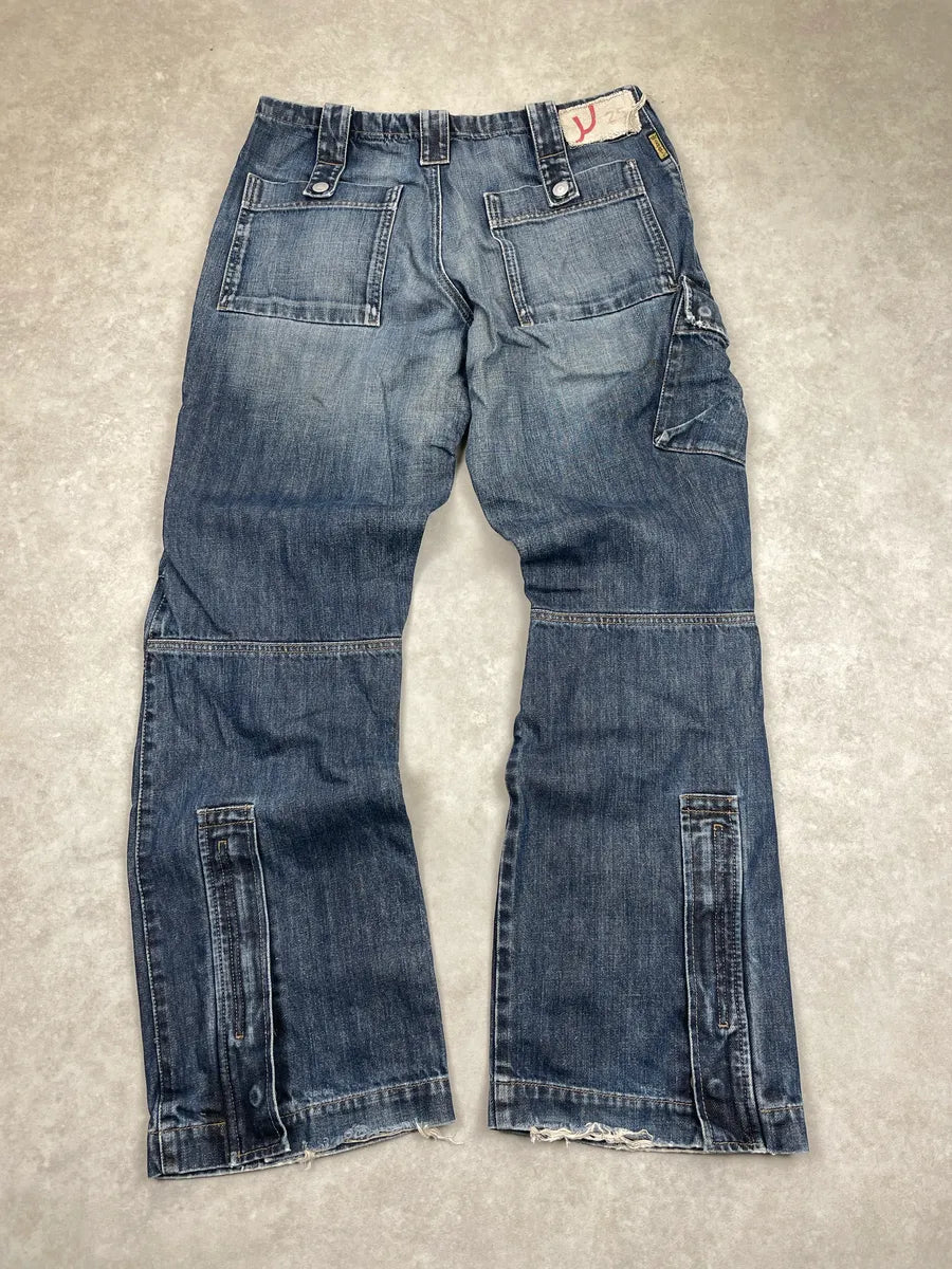 AW2005 Armani Blue Denim Cargo Wide Leg Jeans WpDlbCYg 4
