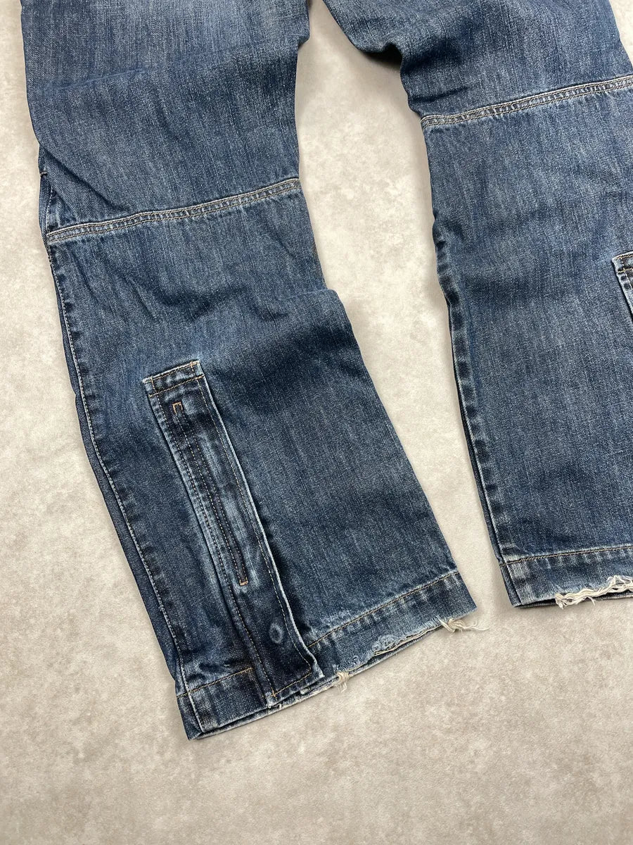 AW2005 Armani Blue Denim Cargo Wide Leg Jeans WpDlbCYg 7